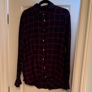 Banana Republic Black and Red Plaid Button Down Shirt size large tall